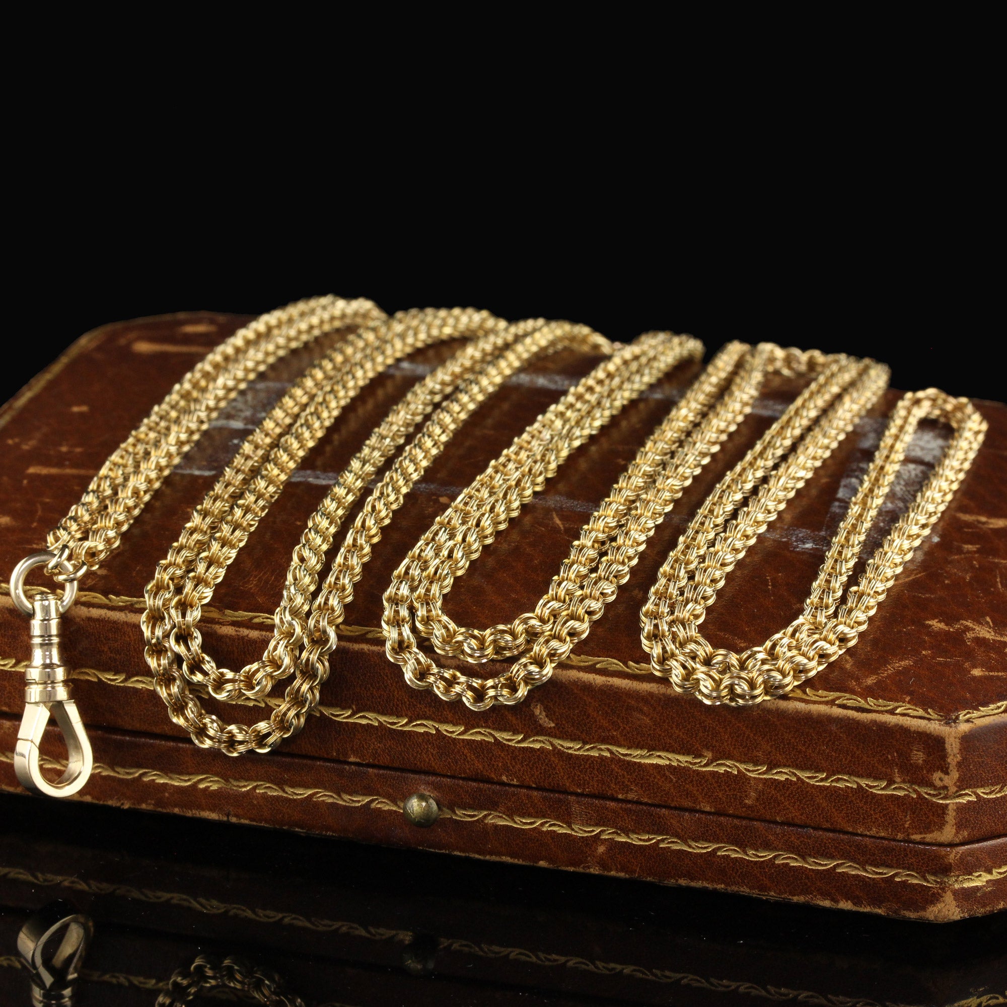 アクセサリー US 1920's 14K gold chain necklace Antique Victorian 14K Yellow Gold Intricate Link Chain