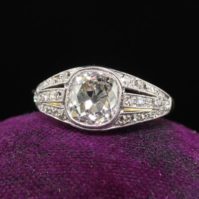 Antique Edwardian 18K Gold Platinum Old Mine Diamond Engagement Ring - GIA