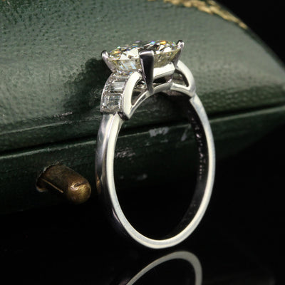 Vintage Retro Platinum Old European Diamond Engagement Ring - GIA