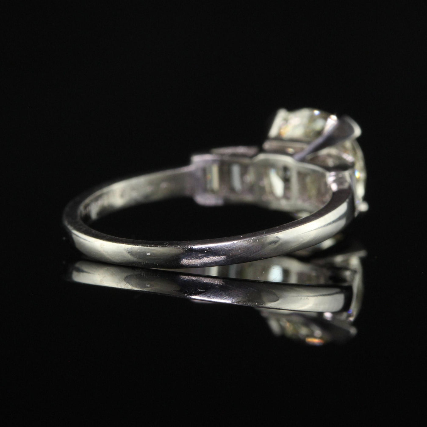 Vintage Retro Platinum Old European Diamond Engagement Ring - GIA