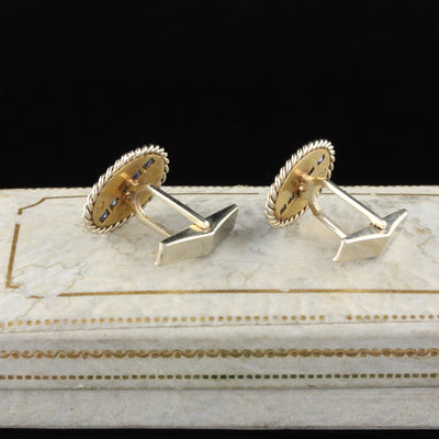 Antique Art Deco Platinum and Gold, Diamond and Sapphire Cufflinks - The Antique Parlour