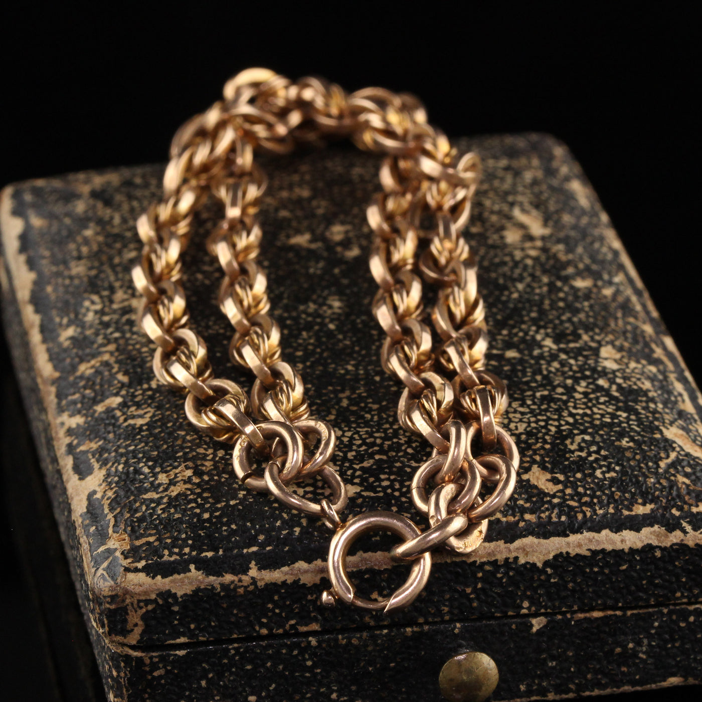 Antique Victorian 9K Yellow Gold Twist Chain Bracelet