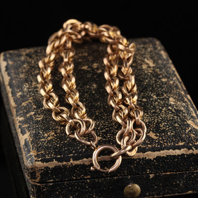 Antique Victorian 9K Yellow Gold Twist Chain Bracelet