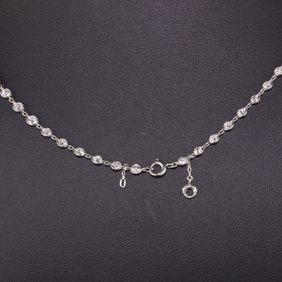 Antique Art Deco Platinum Graduated Old European Cut Diamond Chain Station Necklace