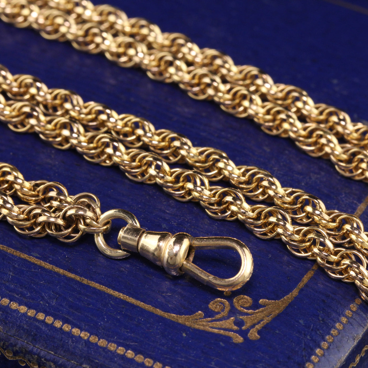 Antique Victorian 10K Yellow Gold Rope Link Chain Necklace - 27 inches
