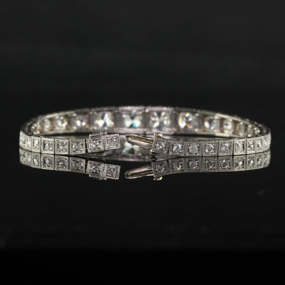 Antique Art Deco Old European Cut Diamond Graduated Line Bracelet