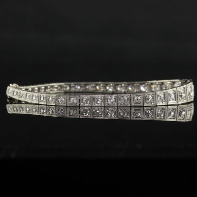 Antique Art Deco Old European Cut Diamond Graduated Line Bracelet