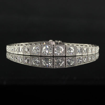 Antique Art Deco Old European Cut Diamond Graduated Line Bracelet