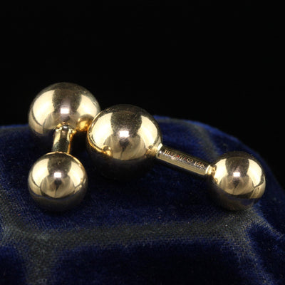 Vintage Estate Tiffany and Co 14K Yellow Gold Classic Ball Domed Cufflinks