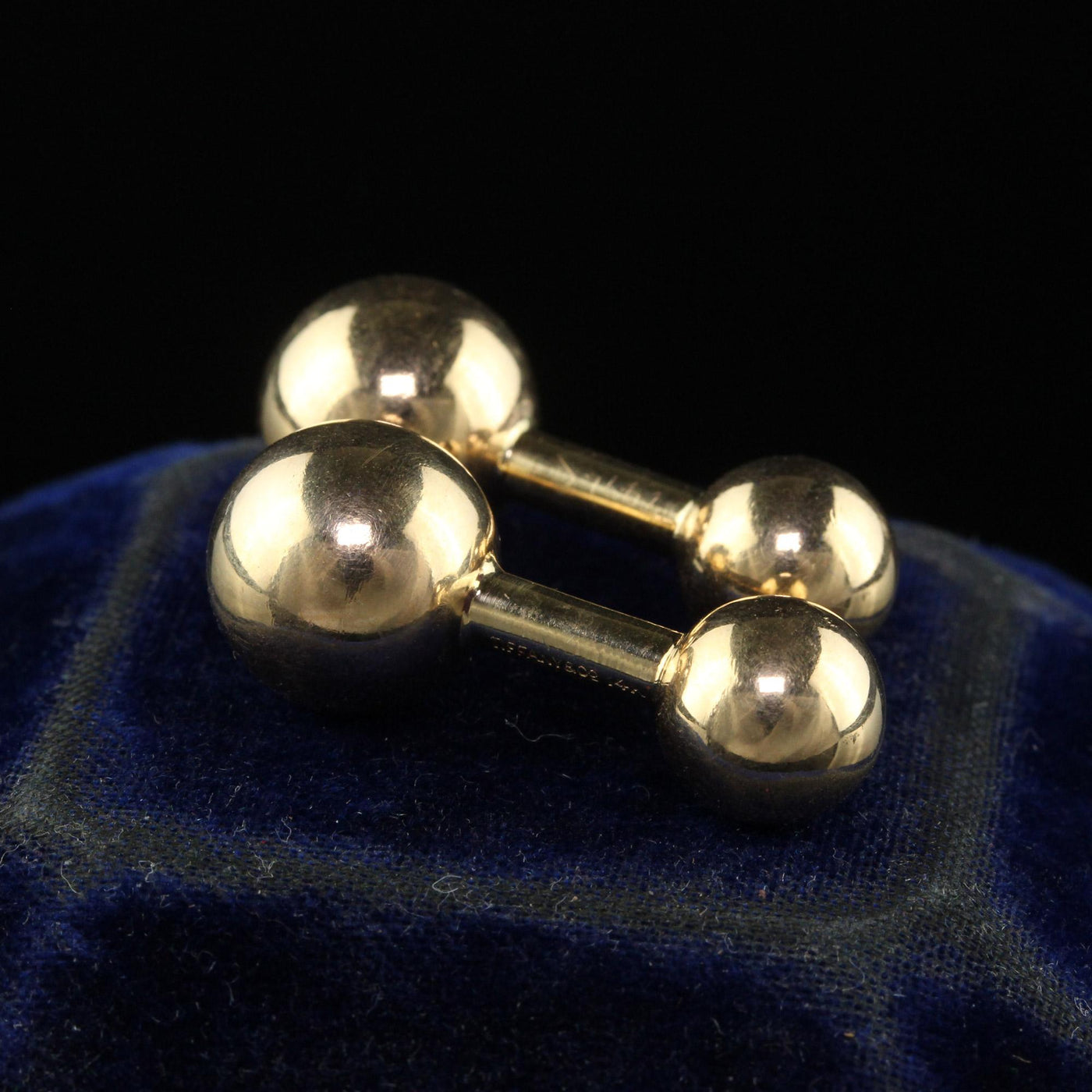 Vintage Estate Tiffany and Co 14K Yellow Gold Classic Ball Domed Cufflinks