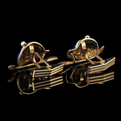 Vintage Tiffany Shlumberger 14K/18K Gold Enamel Jockey Cufflink Tie Stud Set