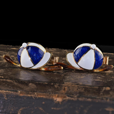 Vintage Tiffany Shlumberger 14K/18K Gold Enamel Jockey Cufflink Tie Stud Set