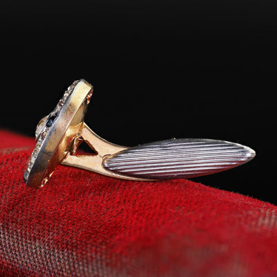 Antique Edwardian 14K Gold Platinum Diamond Sapphire Mother of Pearl Cufflinks