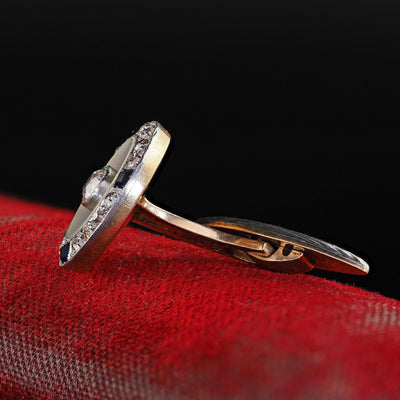 Antique Edwardian 14K Gold Platinum Diamond Sapphire Mother of Pearl Cufflinks