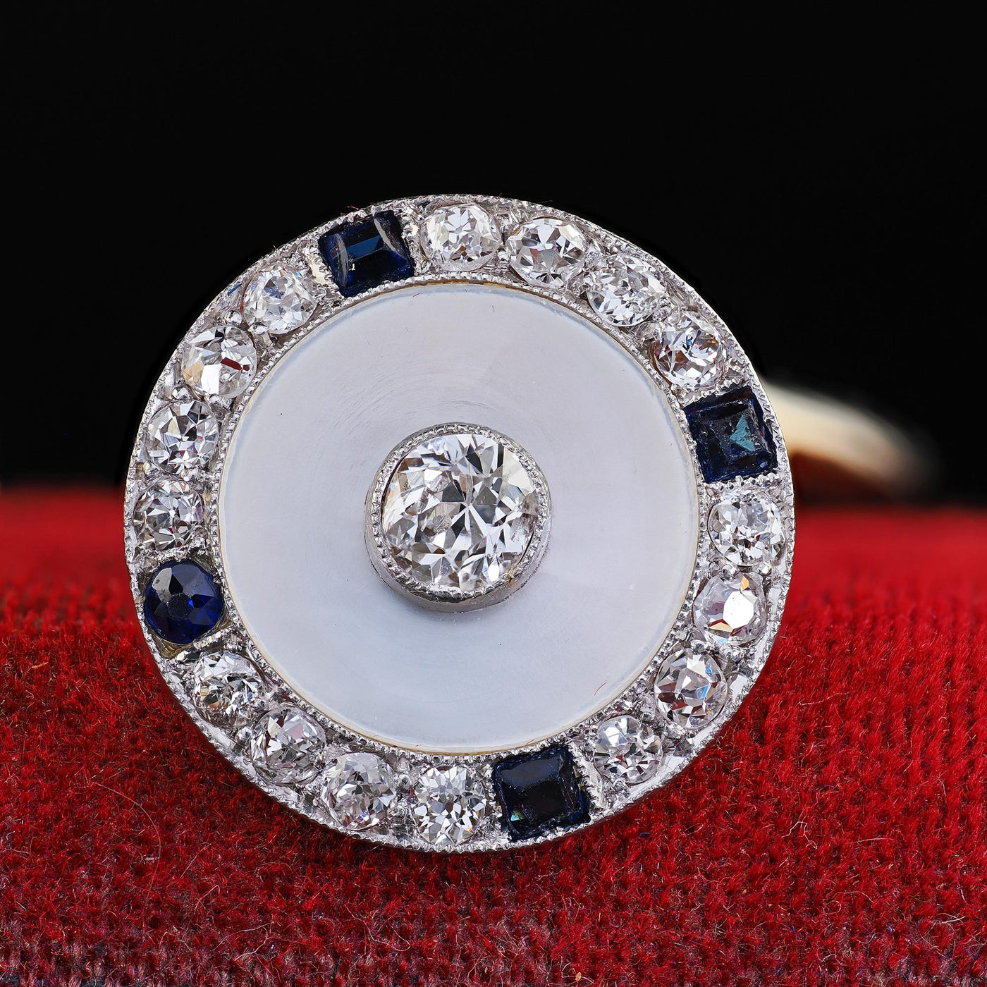 Antique Edwardian 14K Gold Platinum Diamond Sapphire Mother of Pearl Cufflinks