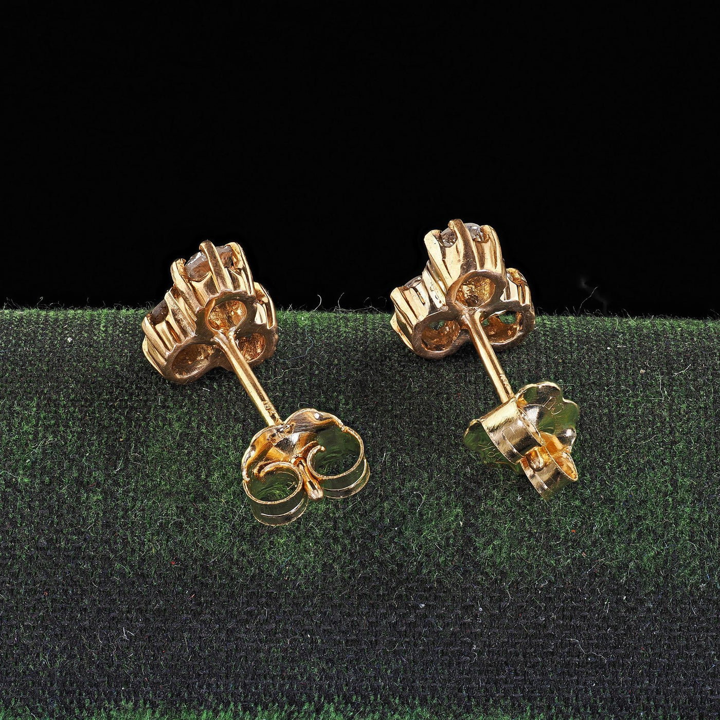 Antique Victorian 14K Yellow Gold Old Mine Diamond Stud Earrings