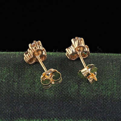 Antique Victorian 14K Yellow Gold Old Mine Diamond Stud Earrings