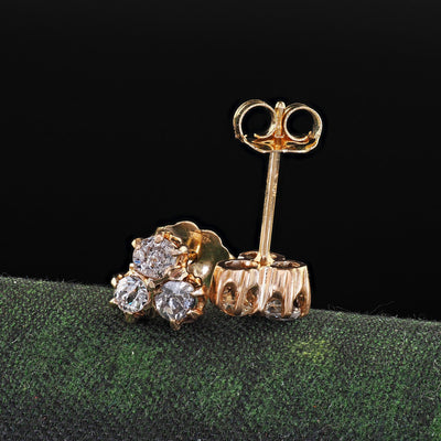 Antique Victorian 14K Yellow Gold Old Mine Diamond Stud Earrings