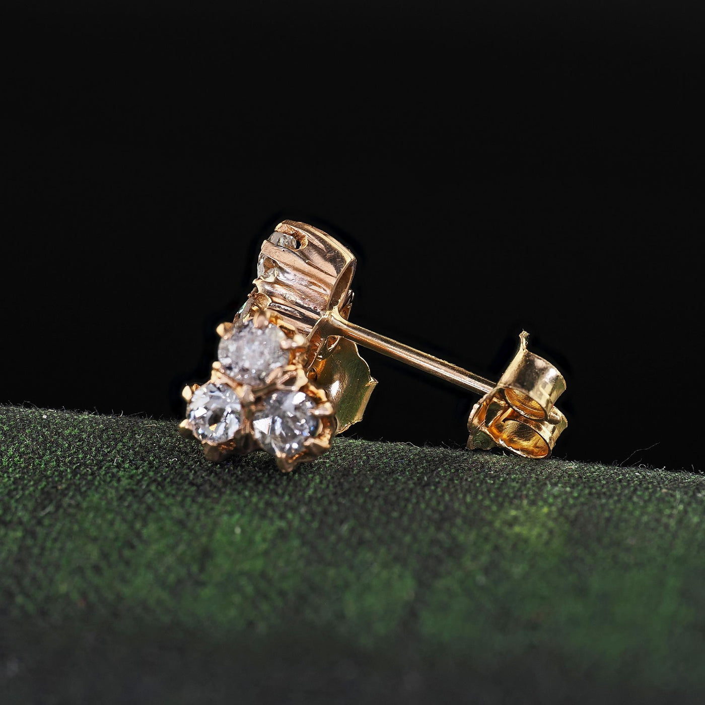 Antique Victorian 14K Yellow Gold Old Mine Diamond Stud Earrings