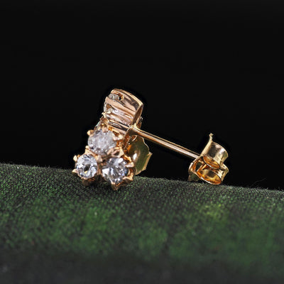 Antique Victorian 14K Yellow Gold Old Mine Diamond Stud Earrings