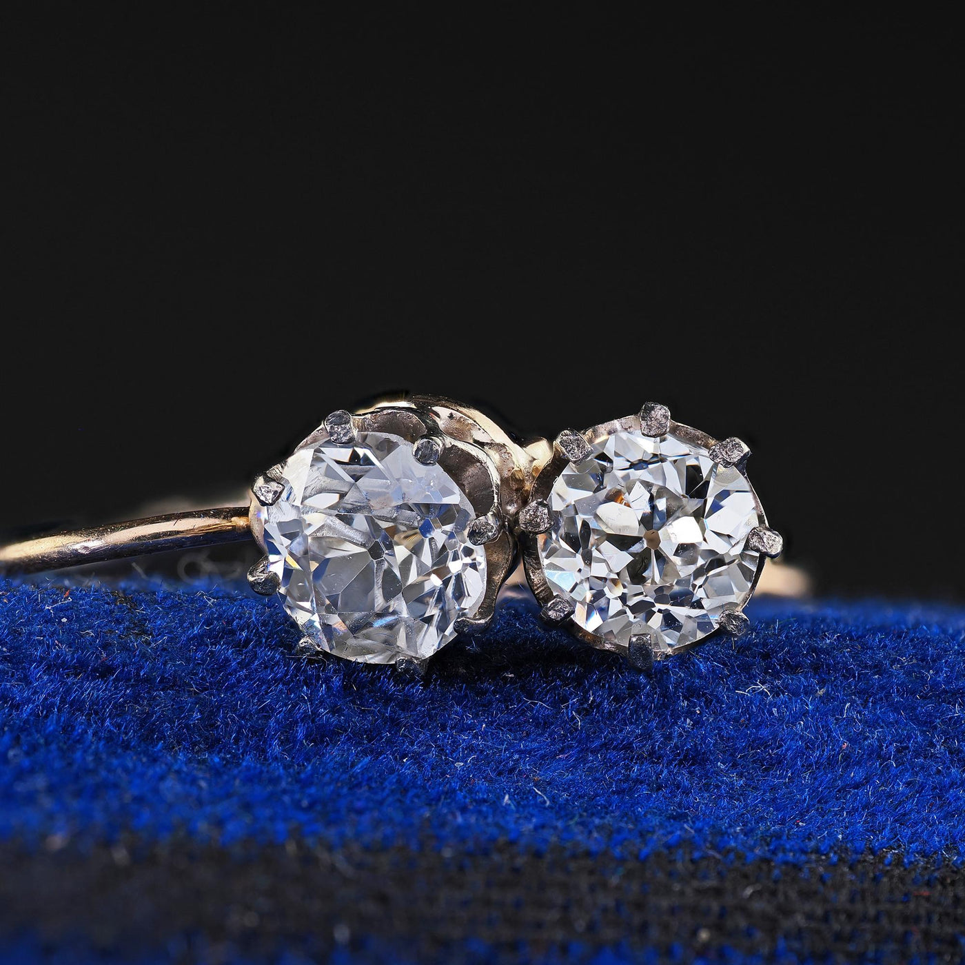 Antique Art Deco 14K Yellow Gold Old European Cut Diamond Drop Earrings