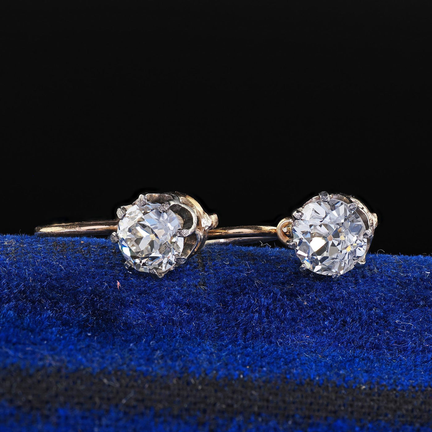 Antique Art Deco 14K Yellow Gold Old European Cut Diamond Drop Earrings