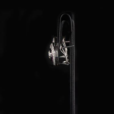 Vintage Estate 18K White Gold Diamond and Ruby Earrings