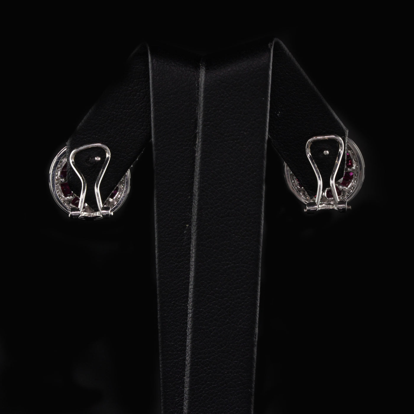 Vintage Estate 18K White Gold Diamond and Ruby Earrings