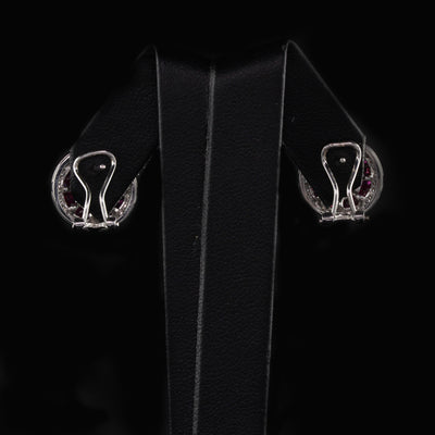Vintage Estate 18K White Gold Diamond and Ruby Earrings