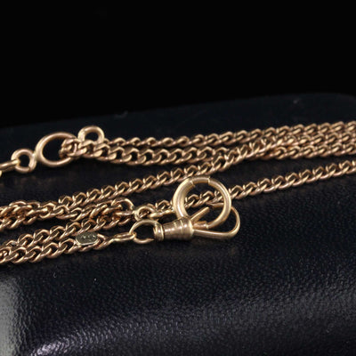 Antique Art Deco 14K Rose Gold Curb Link T Link Chain - 17 inches