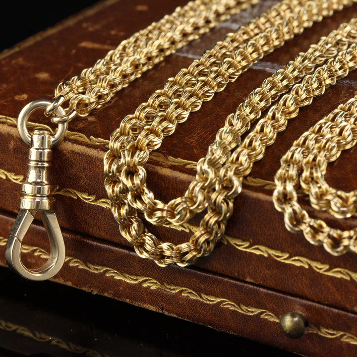 アクセサリー US 1920's 14K gold chain necklace Antique Victorian 14K Yellow Gold Intricate Link Chain