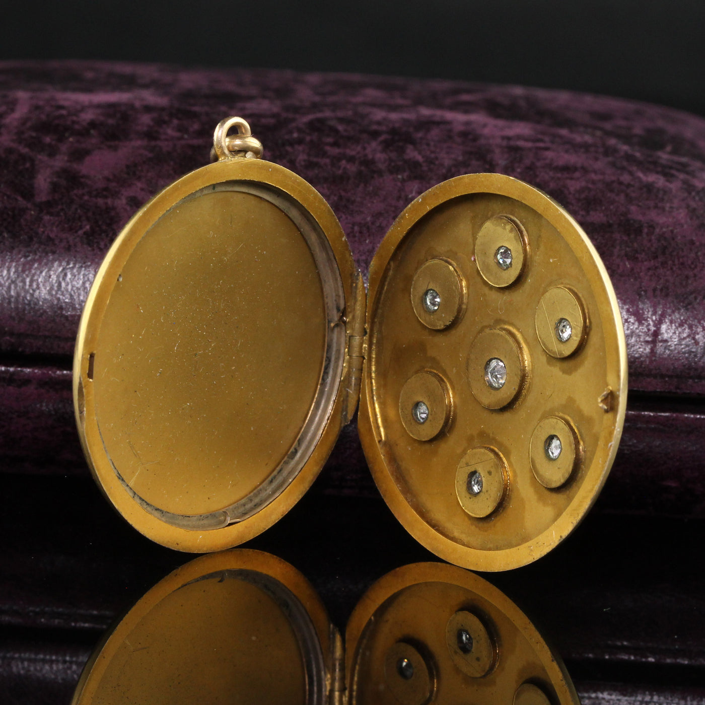 Antique Victorian 10K Yellow Gold Old Mine Diamond Star Set Locket Pendant