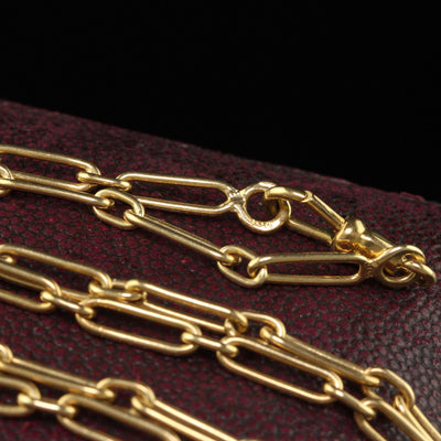 Vintage Estate French 18K Yellow Gold Paperclip Link Chain - 24.5 inches