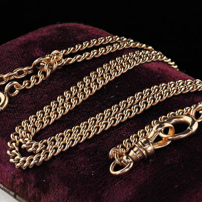 Antique Art Deco 14K Yellow Gold Chain Necklace with T Bar - 17 inches