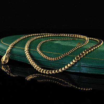 Estate Tiffany and Co Elsa Peretti 18K Yellow Gold Snake Necklace - 27.5 inches