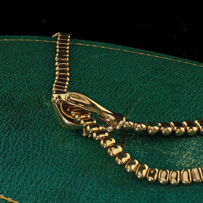 Estate Tiffany and Co Elsa Peretti 18K Yellow Gold Snake Necklace - 27.5 inches