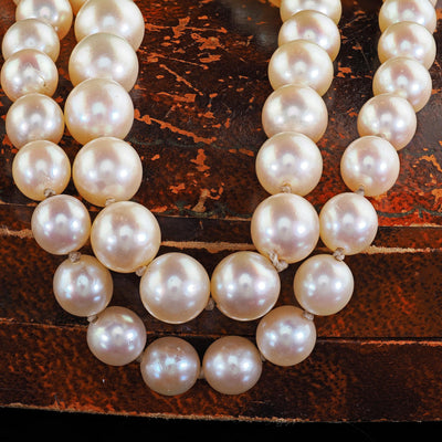 Antique Art Deco Platinum 18K Gold Old Mine Diamond Sapphire Pearl Necklace
