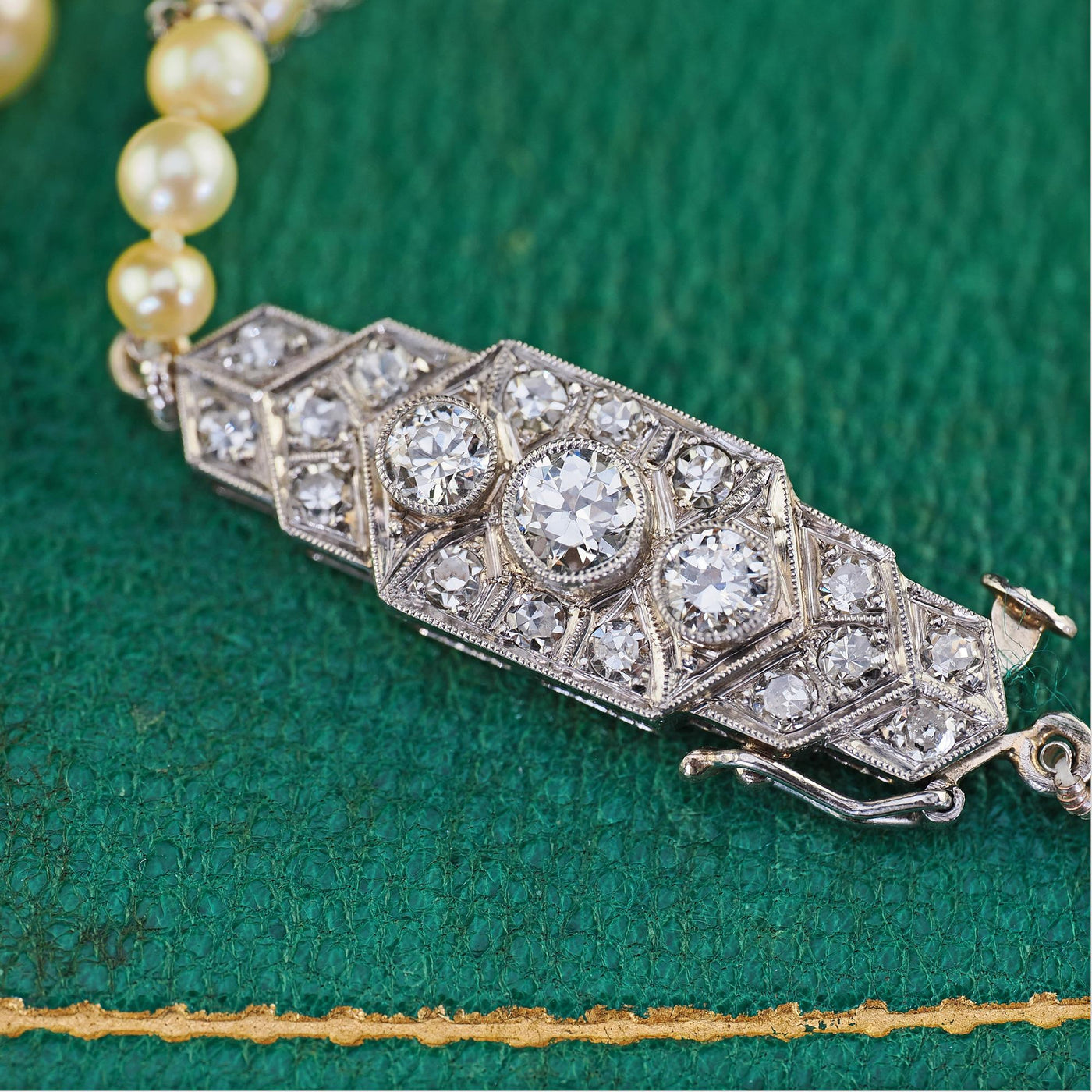 Antique Art Deco Platinum Saltwater Akoya Graduated Pearl Necklace - GIA