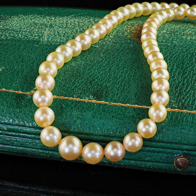 Antique Art Deco Platinum Saltwater Akoya Graduated Pearl Necklace - GIA