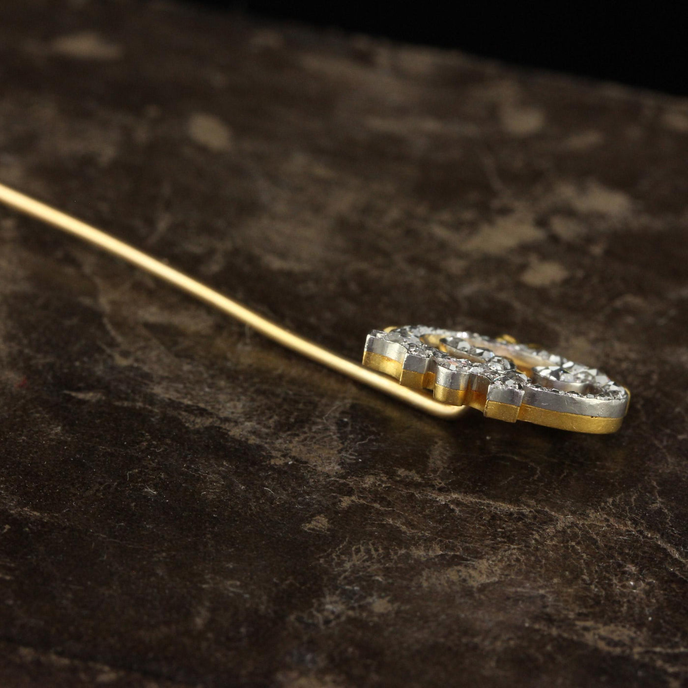 Antique Edwardian Theodore B. Starr Rose Cut Diamond Griffin Stick Pin