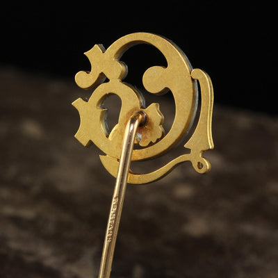 Antique Edwardian Theodore B. Starr Rose Cut Diamond Griffin Stick Pin