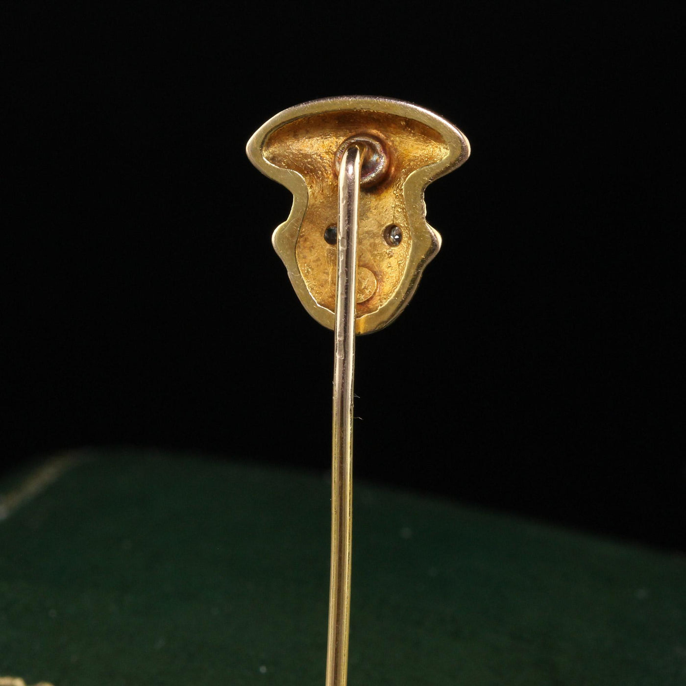 Antique Art Deco 14K Yellow Gold Diamond Eyed Face Stick Pin