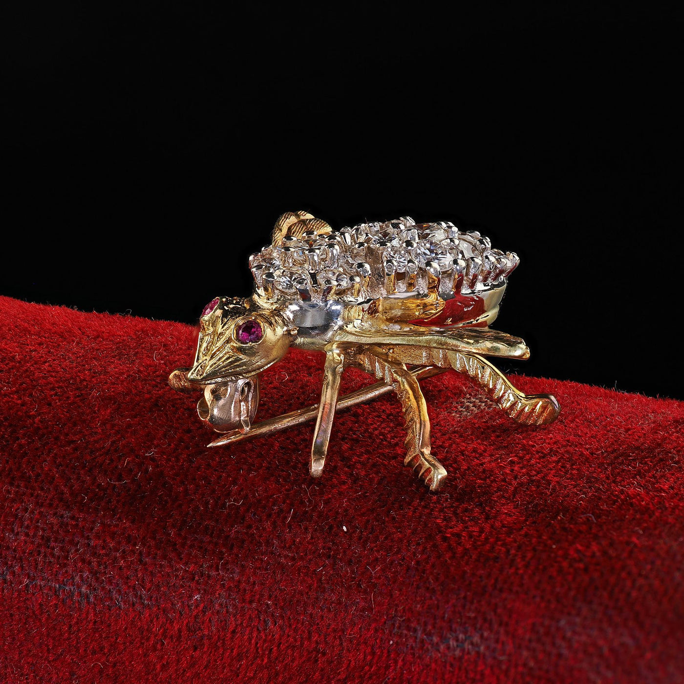 Vintage Estate Herbert Rosenthal 18K Yellow Gold Diamond Bee Pin