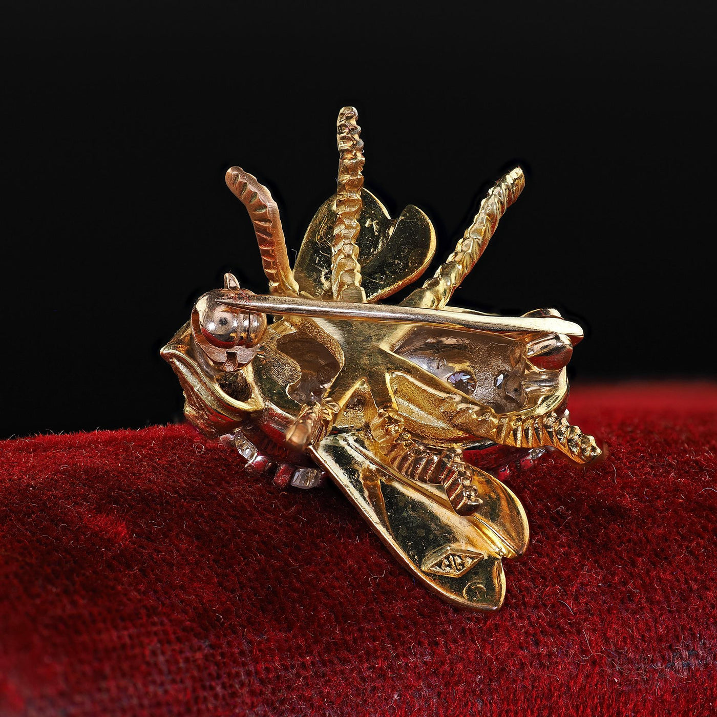 Vintage Estate Herbert Rosenthal 18K Yellow Gold Diamond Bee Pin