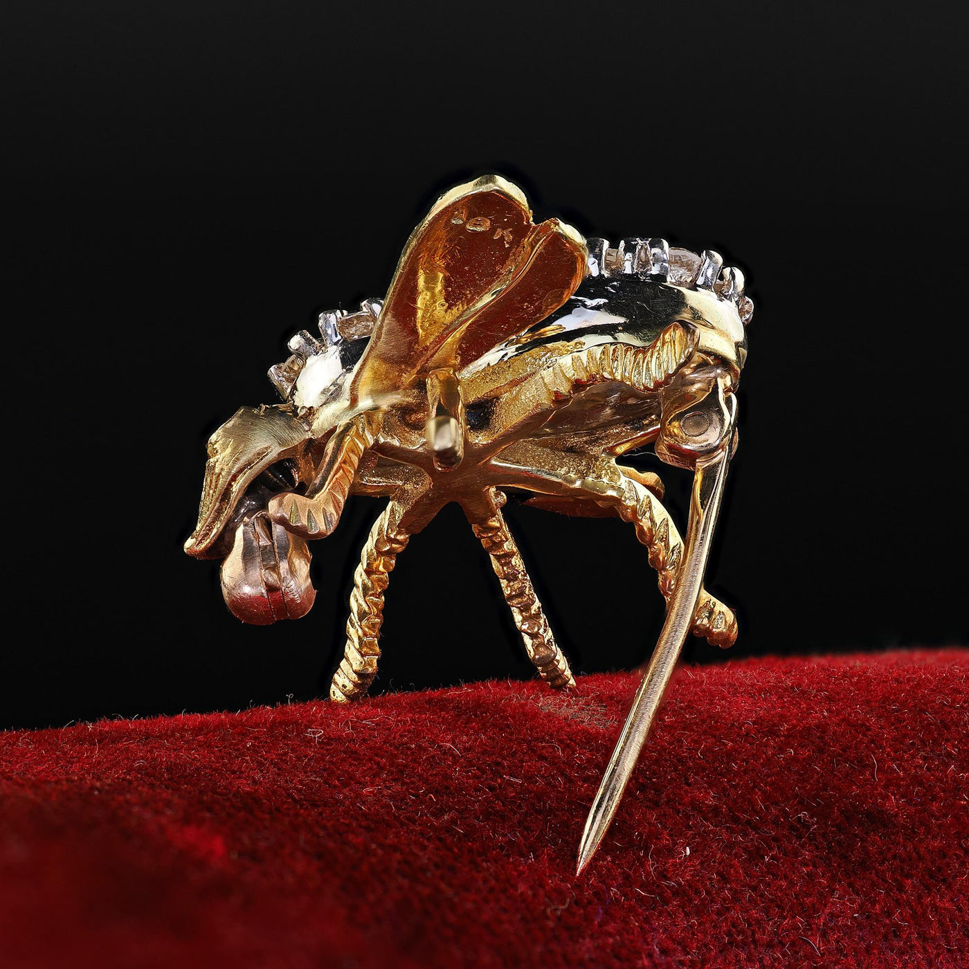 Vintage Estate Herbert Rosenthal 18K Yellow Gold Diamond Bee Pin