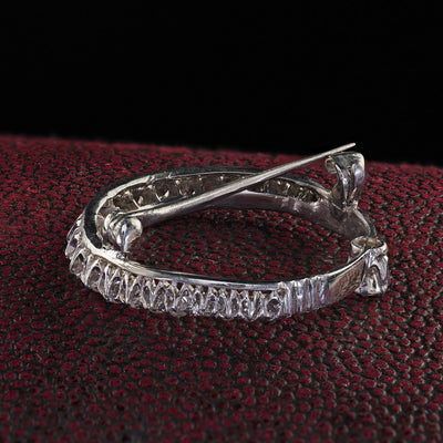 Antique Art Deco Platinum Old European Cut Diamond Crescent Pin