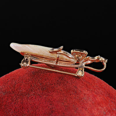 Antique Edwardian 18K Gold Platinum Natural River Pearl and Diamond Pin Pendant