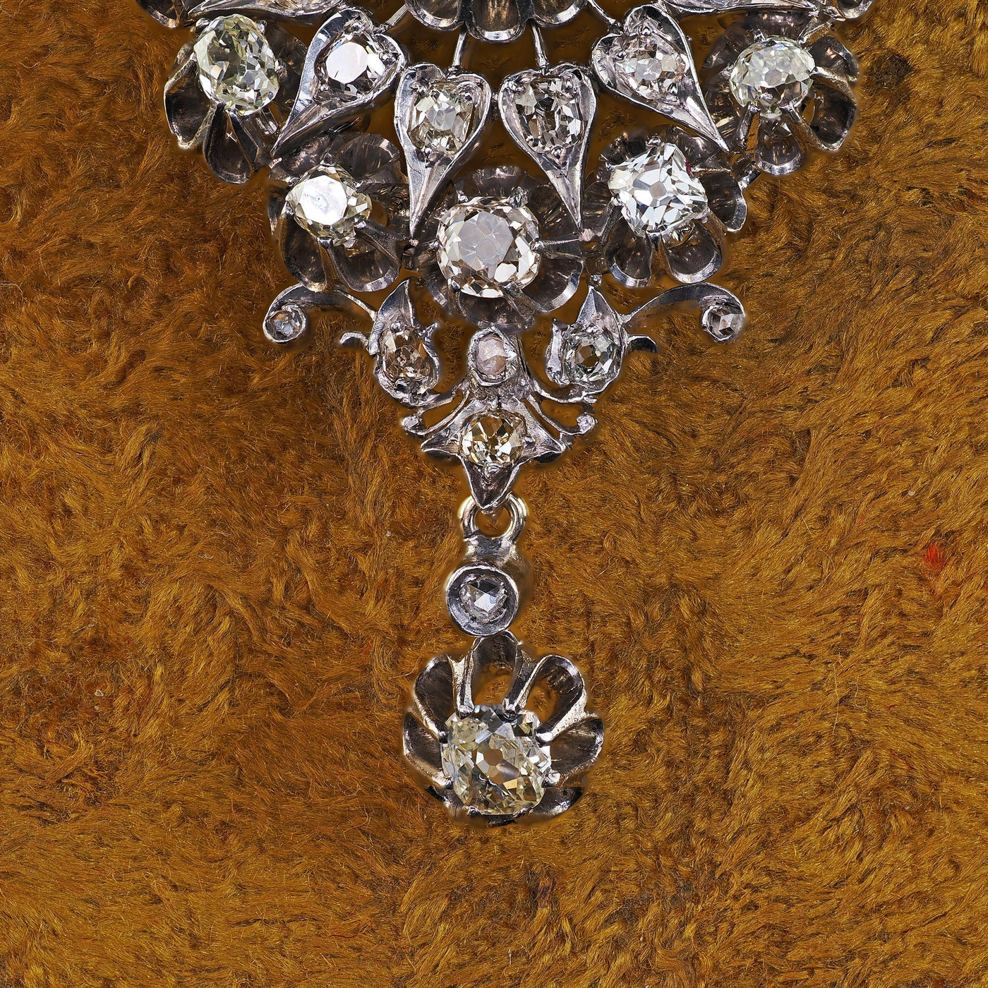 Antique Victorian Silver and 14K Gold Old Mine Diamond Pin and Pendant
