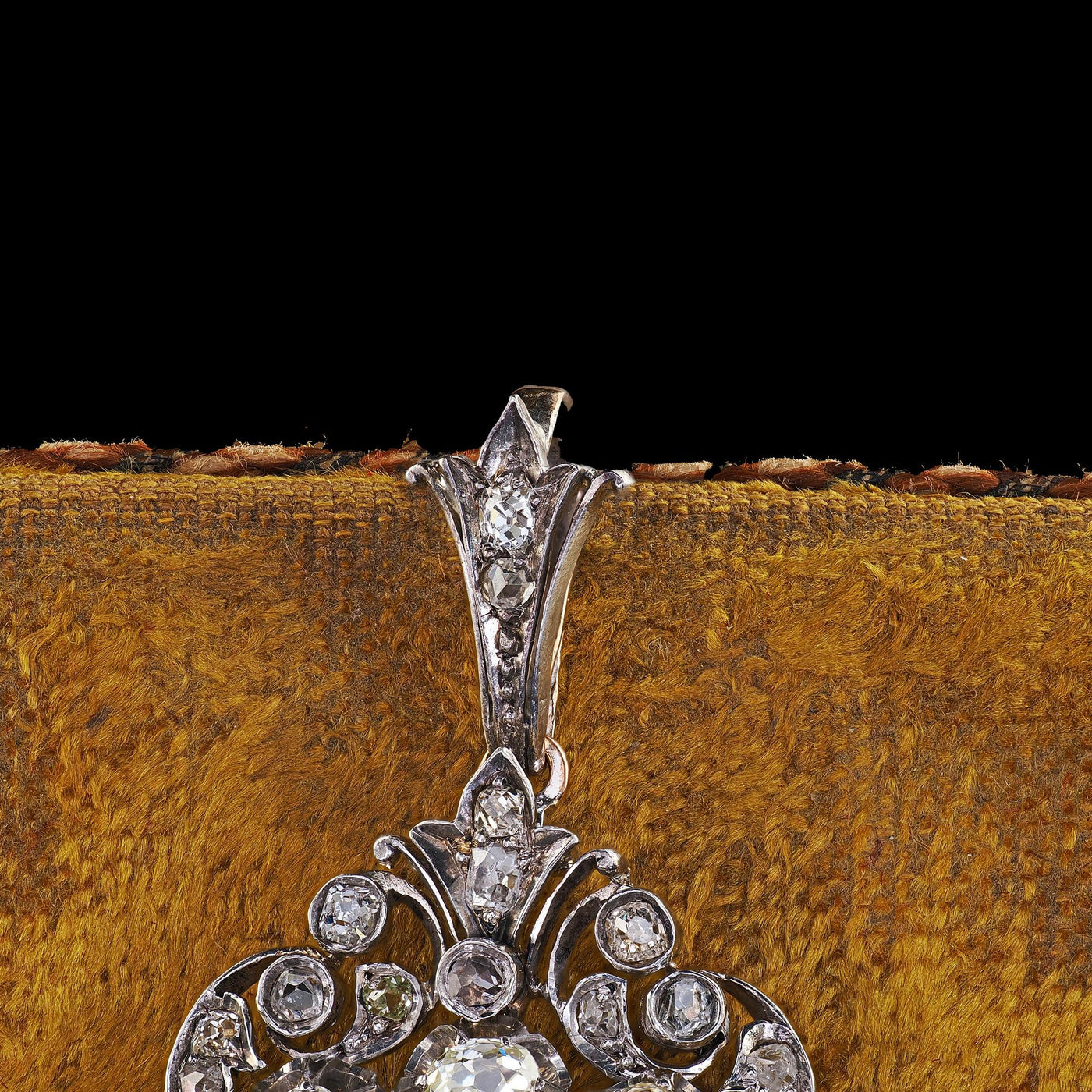 Antique Victorian Silver and 14K Gold Old Mine Diamond Pin and Pendant