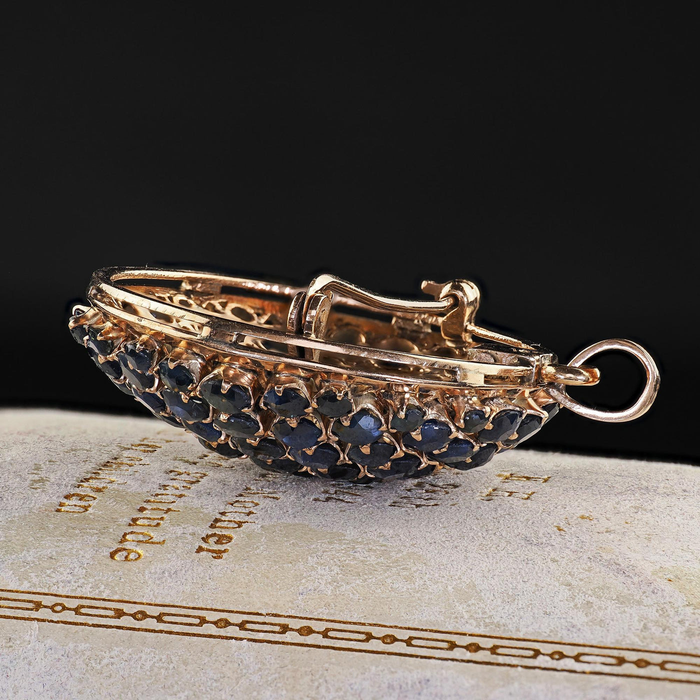Vintage Estate 10K Yellow Gold Natural Sapphire Domed Pin and Pendant